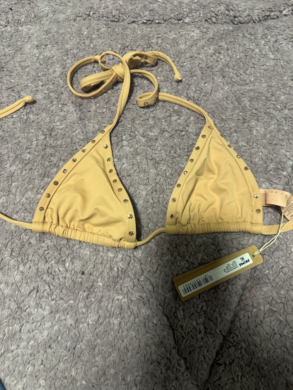 SKIMS Yellow Triangle Stud Bikini Top